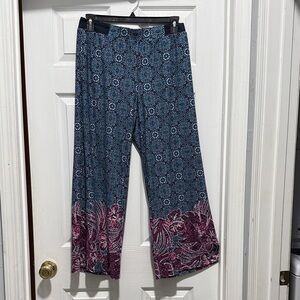 Blue and Pink Petite L Patterned Pants
